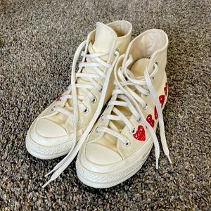 Play Comme des Garcons CDG Converse Multi Heart Chuck Taylor High Top WHITE W 6